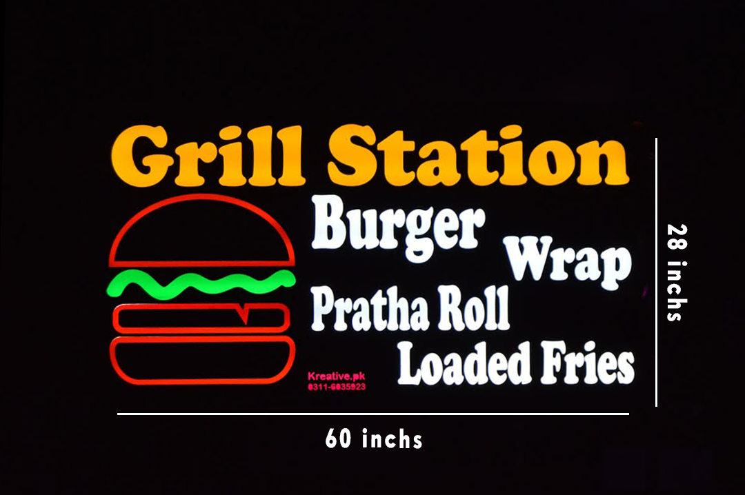 Custom 2D LED Sign Board – Restaurant, Café & Shop Branding (Premium Acrylic Design)