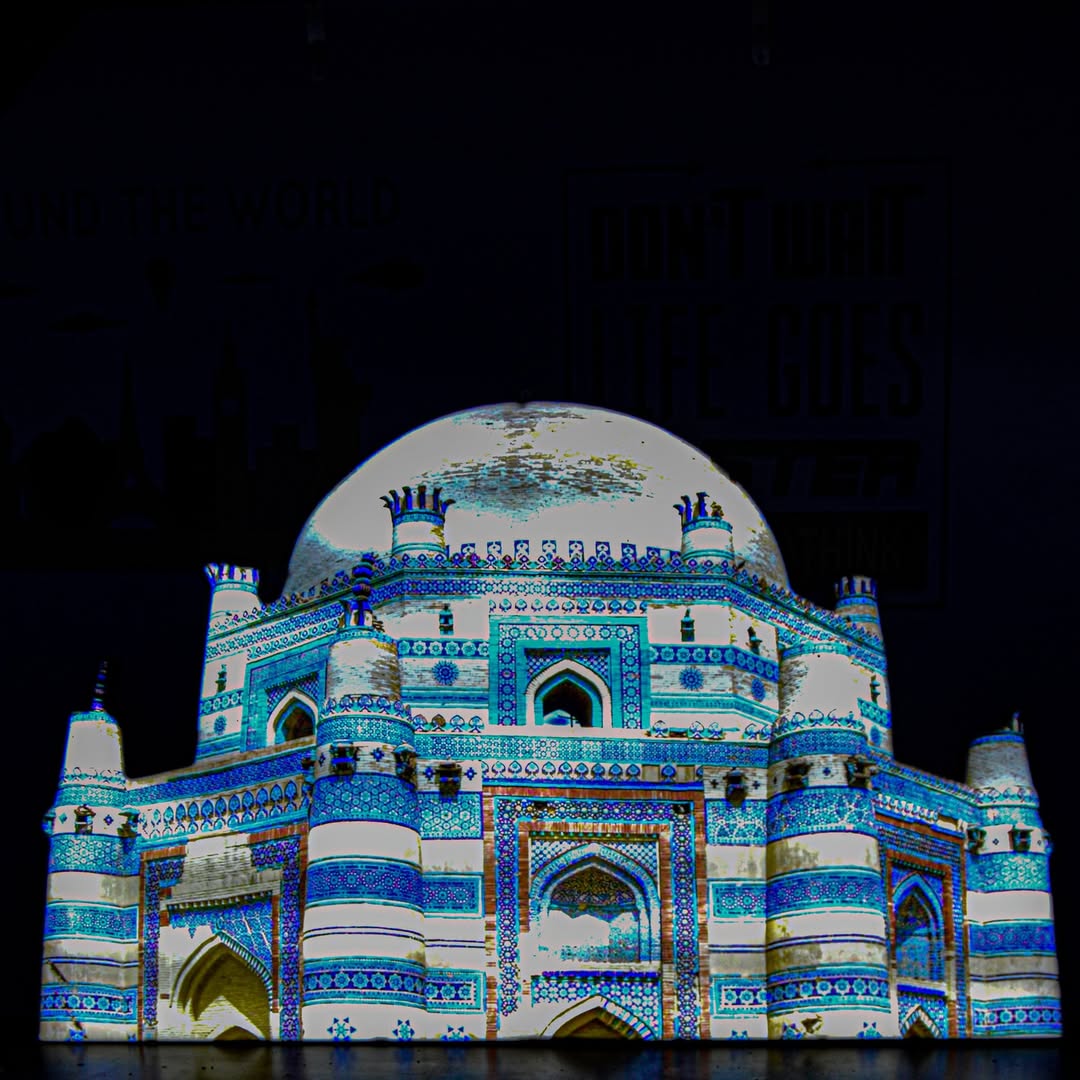 UV Printed Glowing Board – Islamic Architecture Blue Dome Edition
