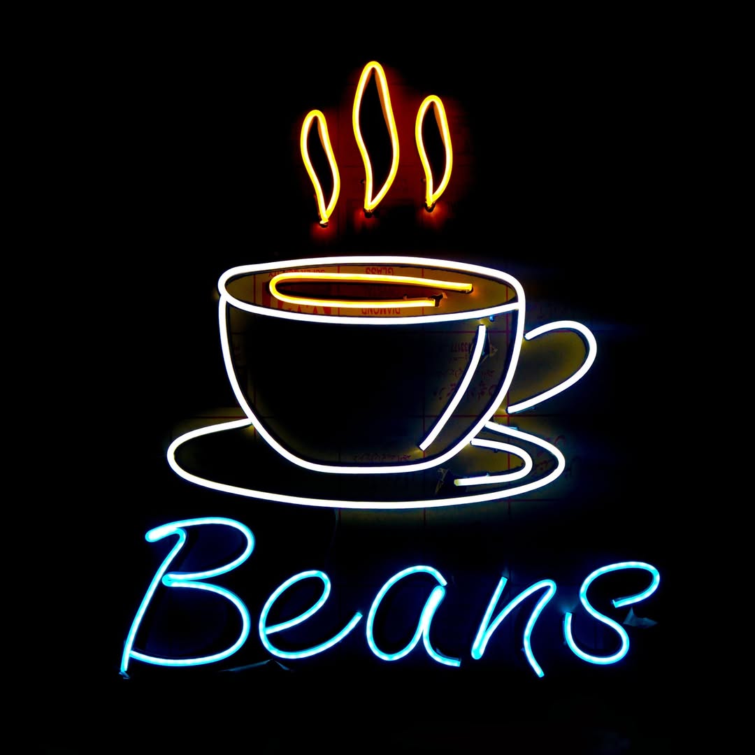 Coffee Beans Neon Sign – LED Neon Light for Cafes, Coffee Shops & Home Decor