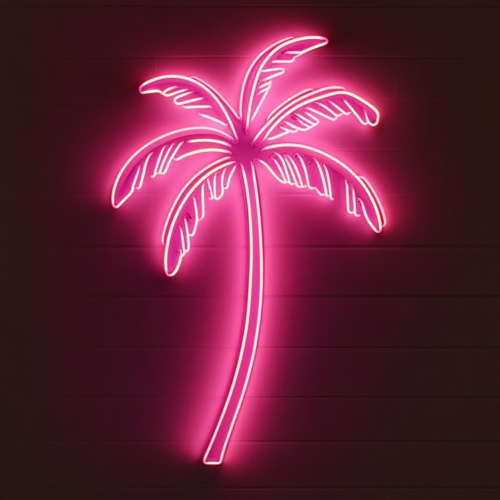 Tropical Palm Tree LED Neon Sign – Pink Summer Vibe Wall Decor for Room, Bar & Cafe