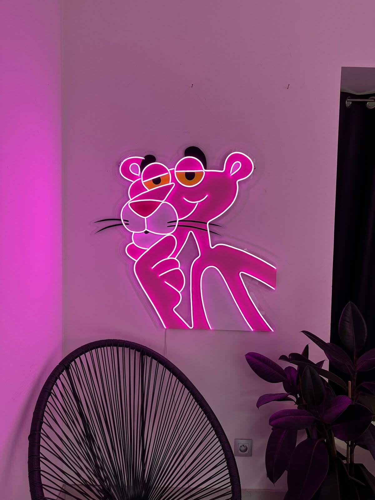 Pink Panther LED Neon Sign – Cool Cartoon Wall Decor for Bedroom, Gaming Room & Studio