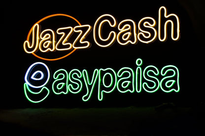 JazzCash & Easypaisa Neon Sign – LED Payment Counter Light for Shops & Businesses