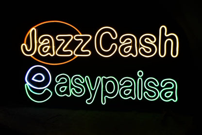 JazzCash & Easypaisa Neon Sign – LED Payment Counter Light for Shops & Businesses