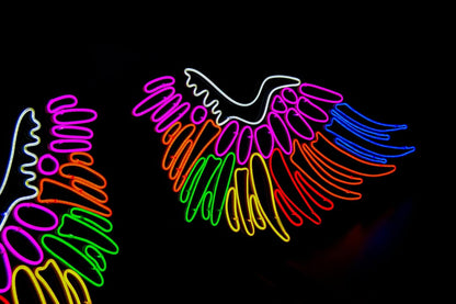 Rainbow Angel Wings Neon Sign – LED Wall Art for Salons, Studios, Bedrooms & Photo Corners