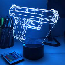 Custom Gun 3D Lamp – LED Night Light for Collectors